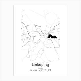 Linkoping,Sweden Minimalist Map Art Print