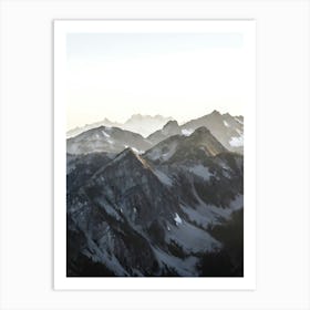 Mountain Range At Sunrise Art Print