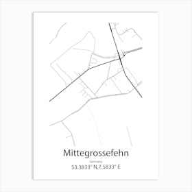 Mittegrossefehn,Germany Minimalist Map Art Print