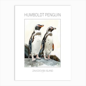 Humboldt Penguin Zavodovski Island Watercolour Painting 3 Poster Art Print