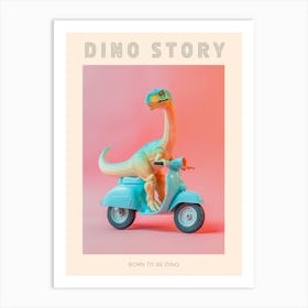 Pastel Toy Dinosaur On A Moped 3 Poster Art Print