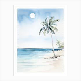 Watercolour Of Grace Bay Beach   Providenciales Turks And Caicos Islands 0 Art Print