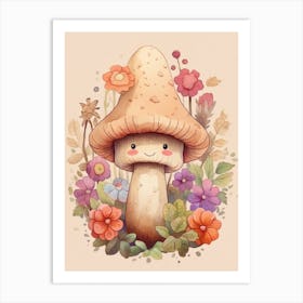 Cute Mushroom Nursery 4 Art Print