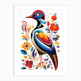 Scandinavian Bird Illustration Wood Duck 4 Art Print