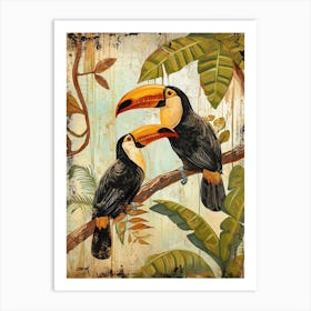 Toucans Kitsch Brushstrokes 4 Art Print