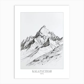 Kala Patthar Nepal Line Drawing 2 Poster Art Print