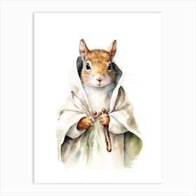 Baby Squirrel As A Jedi Watercolour 4 Art Print