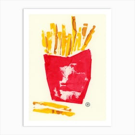 French Fries kitchen art still life food painting contemporary modern acrylic hand painted abstract figurative Art Print
