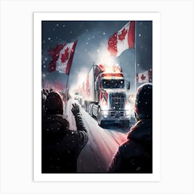 Truckers Convoy - Canadian Truck Rally Art Print