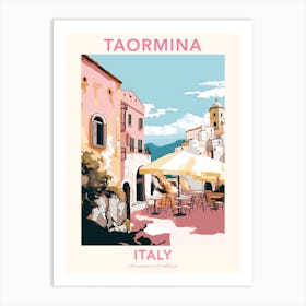 Taormina, Italy, Flat Pastels Tones Illustration 3 Poster Art Print