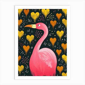 Flamingo Heart Line 2 Art Print