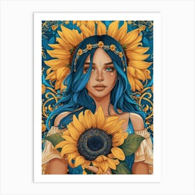 Sunflower Girl 14 Art Print