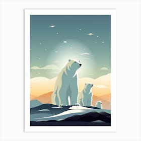 Northbound Unity; Polar Bear Family In Art Art Print