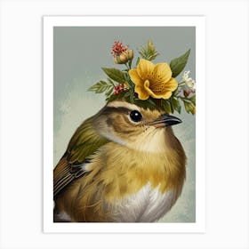 Bird With Flower Crown 9 Art Print