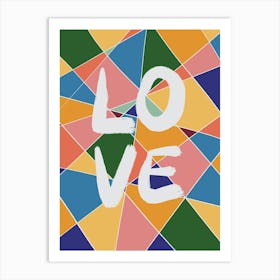 Graphic colorful love triangle Art Print