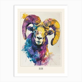 Ram Colourful Watercolour 1 Poster Art Print