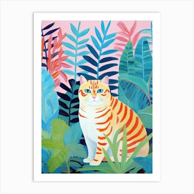 Cute Cat In The Jungle, Matisse Inspired Art Print