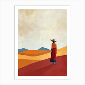 Mexican Woman In The Desert, Boho Art Print