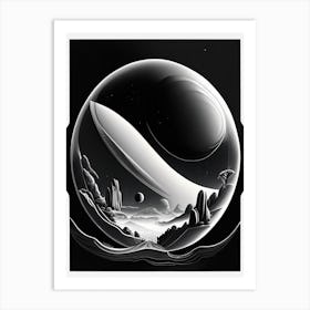 Aquarius Planet Noir Comic Space Art Print