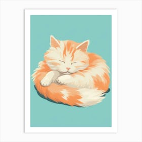 Orange Cat Sleeping Art Print