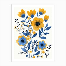 Blue And Yellow Flowers 6 Art Print