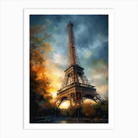 Eiffel Tower Paris France Oil Painting Style 5 Art Print