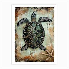 Vintage Sea Turtle & Starfish  2 Art Print