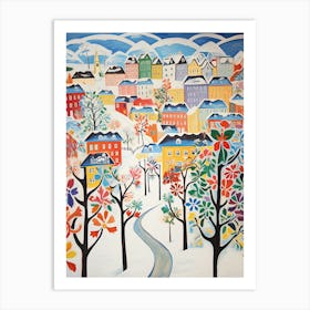 Winter Snow Oslo   Norway Snow Illustration 3 Art Print