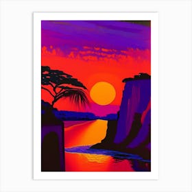Warm Orange Sunset On The River Art Print