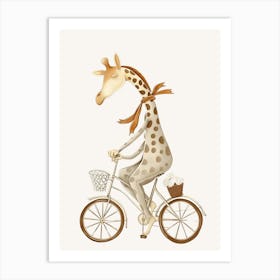 Giraffe Riding A Bicycle Kids and Nursery Art Print