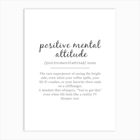 Positive Mental Attitude Definition Poster - Dictionary Art Print