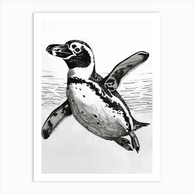 African Penguin Swimming 3 Art Print