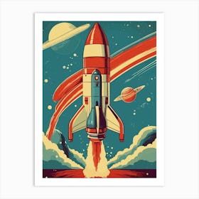 Retro Rocket Art Print