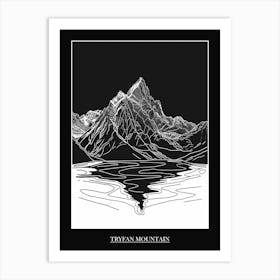 Tryfan Mountain Line Drawing 3 Poster Art Print