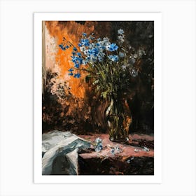 Baroque Floral Still Life Forget Me Nots 7 Art Print