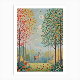 Deer In The Autumn Forest Art Print