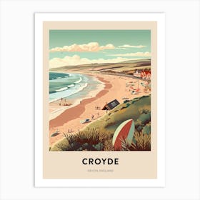 Devon Vintage Travel Poster Croyde Art Print
