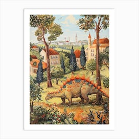 Dinosaur In An Ancient Village 1 Art Print