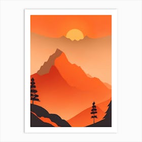 Misty Mountains Vertical Composition In Orange Tone 352 Art Print