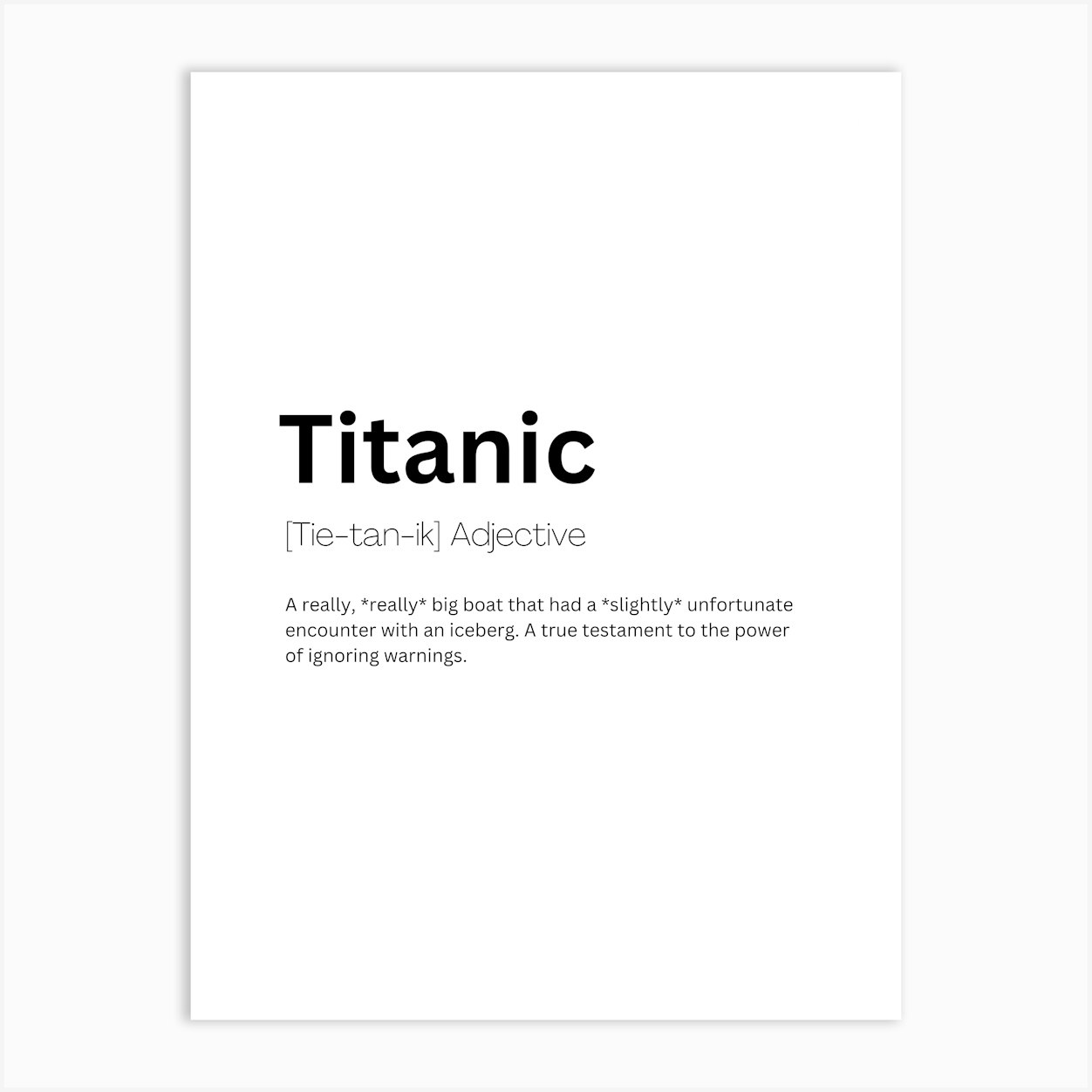Titanic Definition Meaning Poster
