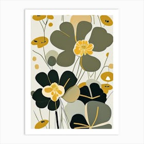 Marsh Marigold Wildflower Modern Muted Colours 2 Art Print