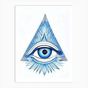 Pineal Gland, Symbol, Third Eye Blue & White 5 Art Print