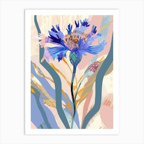 Colourful Flower Illustration Cornflower 1 Art Print