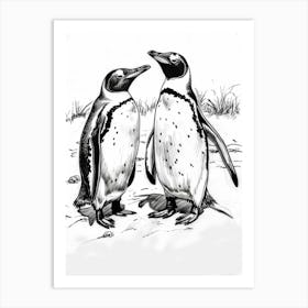 King Penguin Squabbling Over Territory 2 Art Print