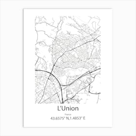 L Union,France Minimalist Map Art Print