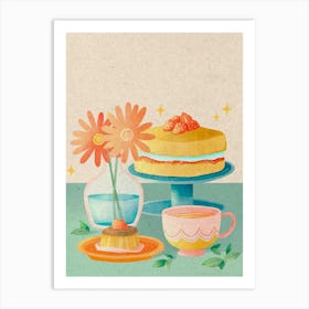 Cakes and flowers Art Print