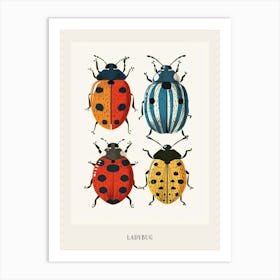 Colourful Insect Illustration Ladybug 3 Poster Art Print