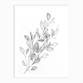 Leaves In Black And White 1 Art Print