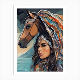 Woman And A Horse 1 Art Print