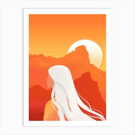 Girl With Long Hair In The Desert Art Print